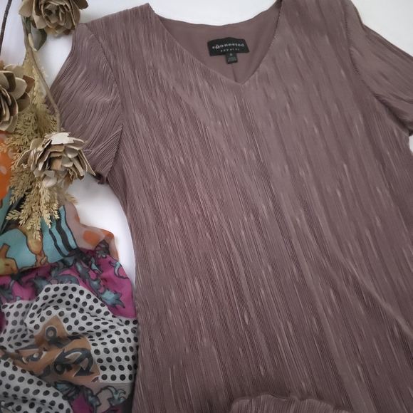 Connected Elegant Color block Mauve Pleated Dress Sz 12 - Picture 14 of 14